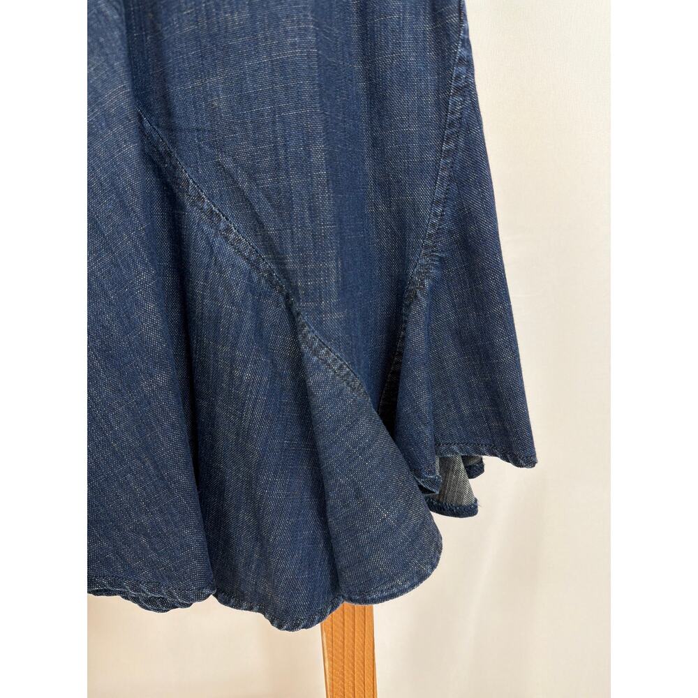 J Jill Blue Denim Ruffle Hem Swing Maxi Skirt Size XL - Picture 2 of 7